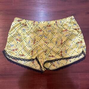 Womens yellow spongebob shorts with
